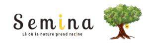 Logo de Semina avec arbre et slogan là où la nature prend racine